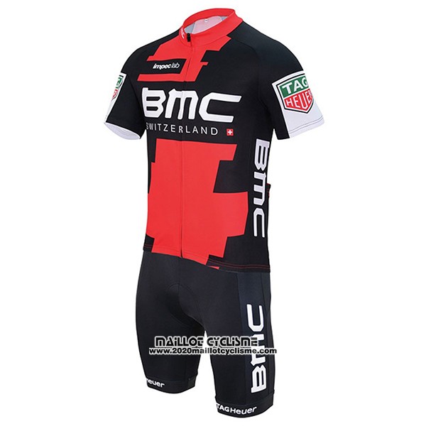 2017 Maillot Ciclismo BMC Rouge et Noir Manches Courtes et Cuissard